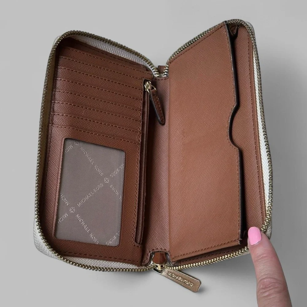 Michael Kors Monogram Zip-Around Wallet in Gray